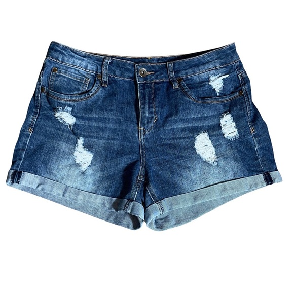 Dollhouse “Dylan” Distressed Cuffed Denim Shorts | Size 11 - Picture 1 of 6